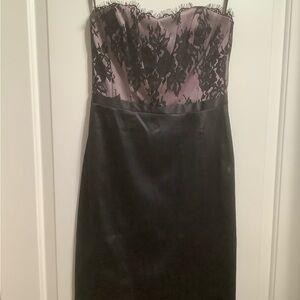 White House Black Market women’s pink black lace bustier cocktail dress 0